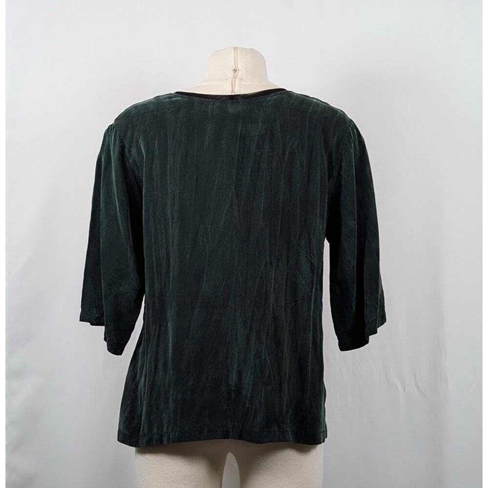 PalaPala Top Dark Green Silk Lagenlook Wearable Art Women's Size 1 Fits S/M - Picture 4 of 5